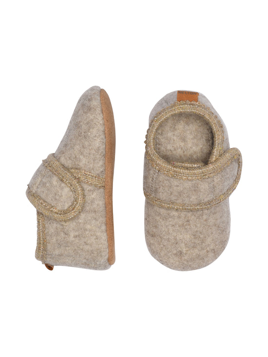 Beige Melange Wool Slippers