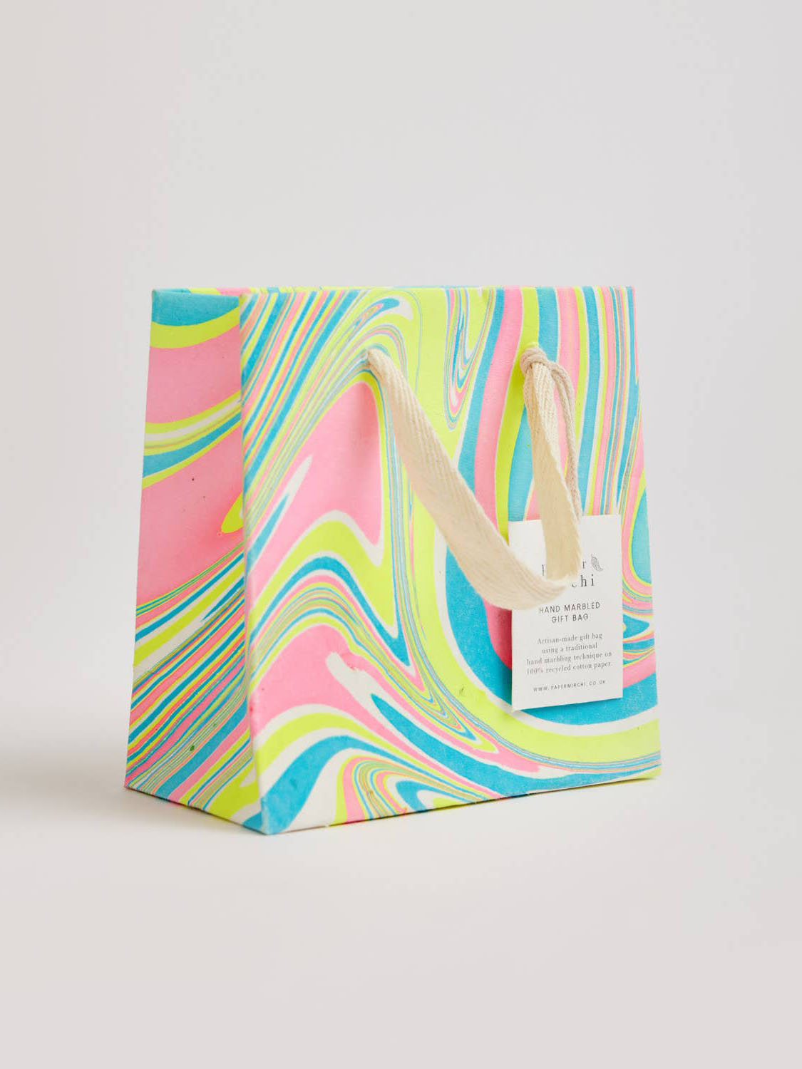 Neon Waves Hand Marbled Gift Bag