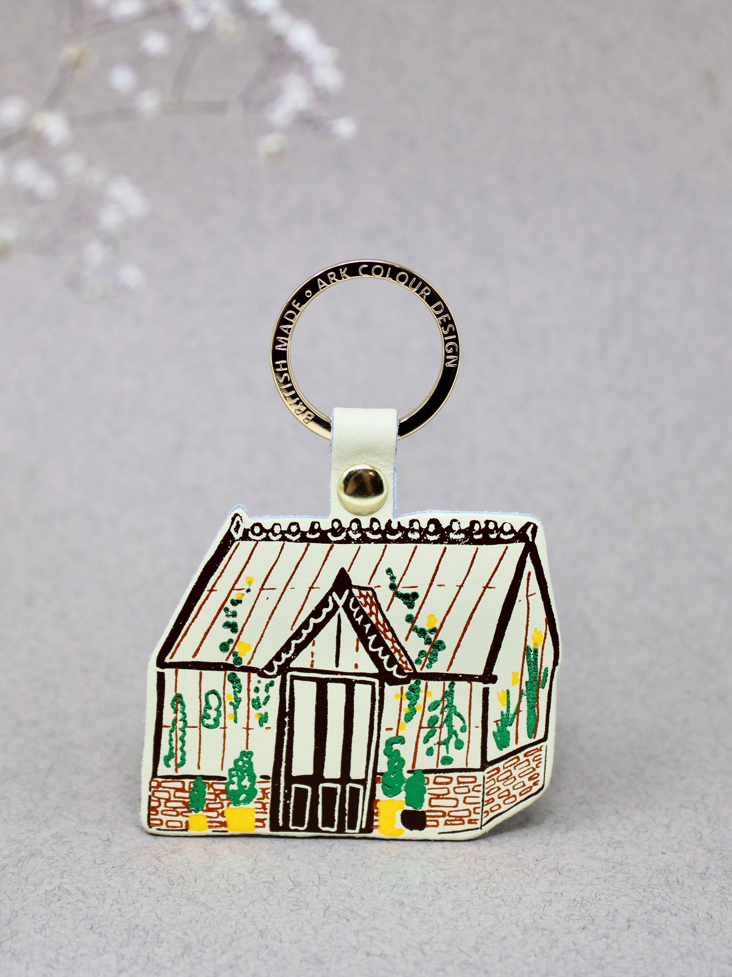 Cream Greenhouse Key Fob