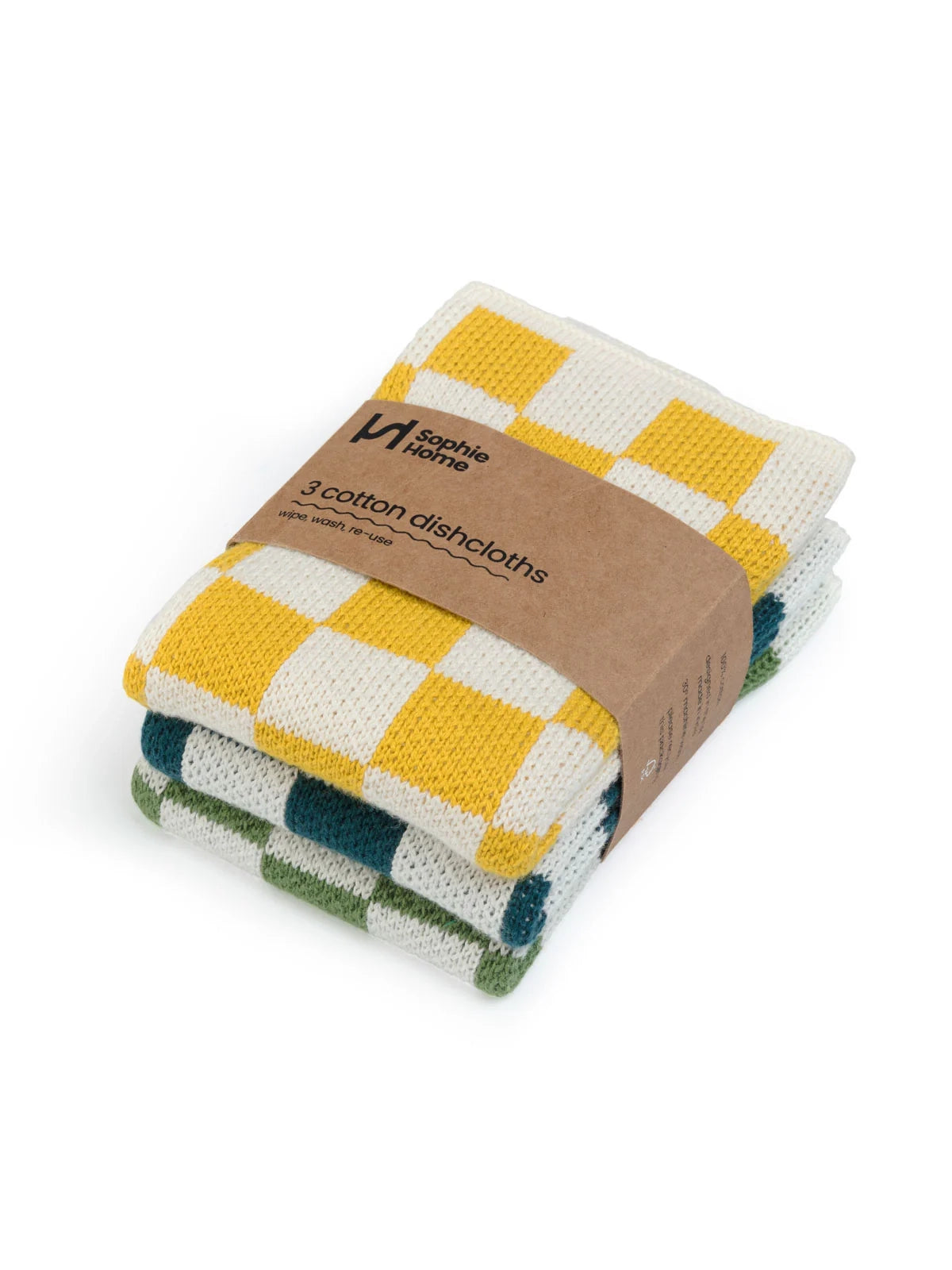 Citrus Check Cotton Knit Dishcloths