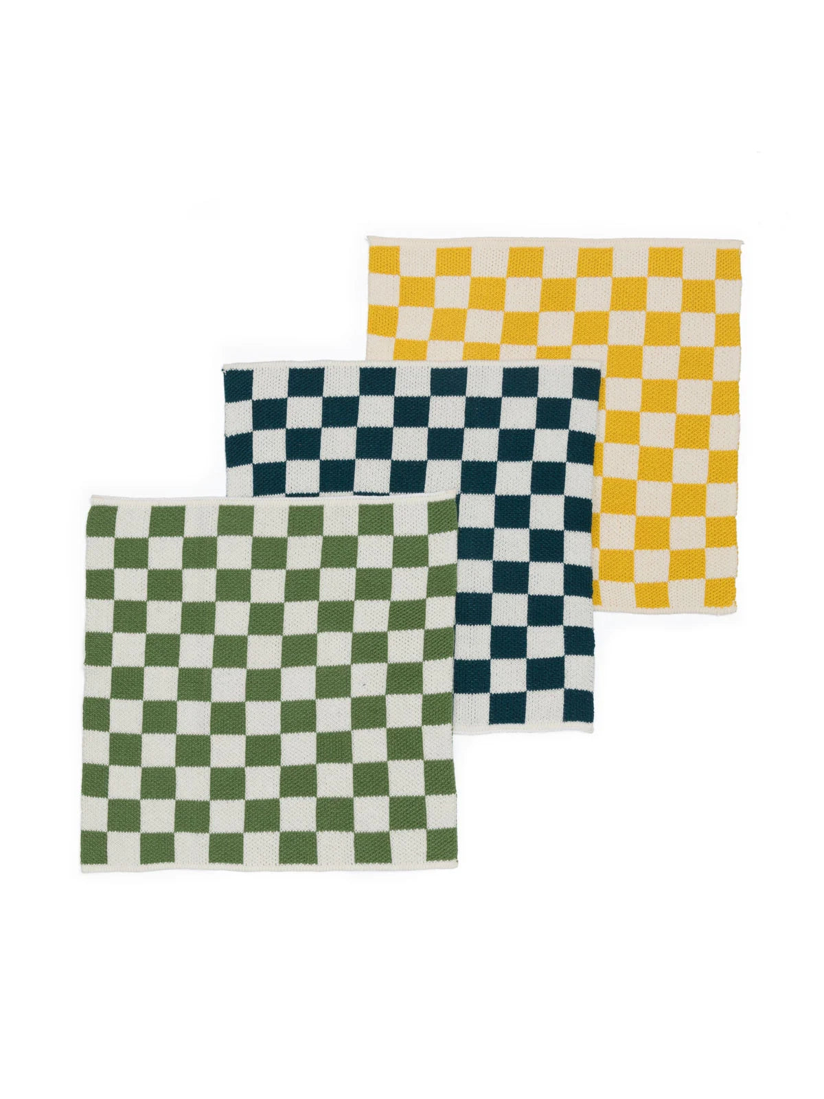 Citrus Check Cotton Knit Dishcloths