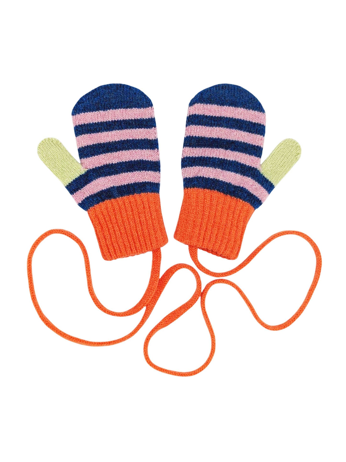 Blue Stripe Kids Wool Mittens