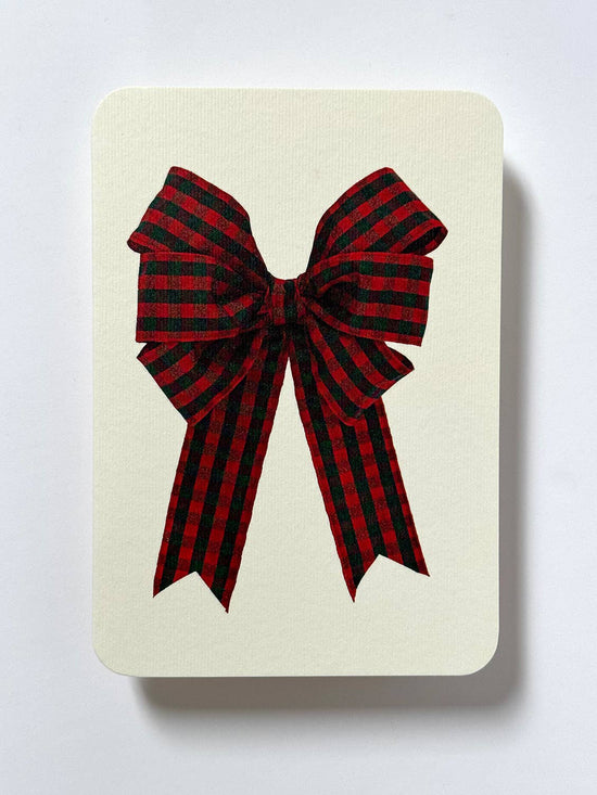 Christmas Tartan Bow Greeting Card