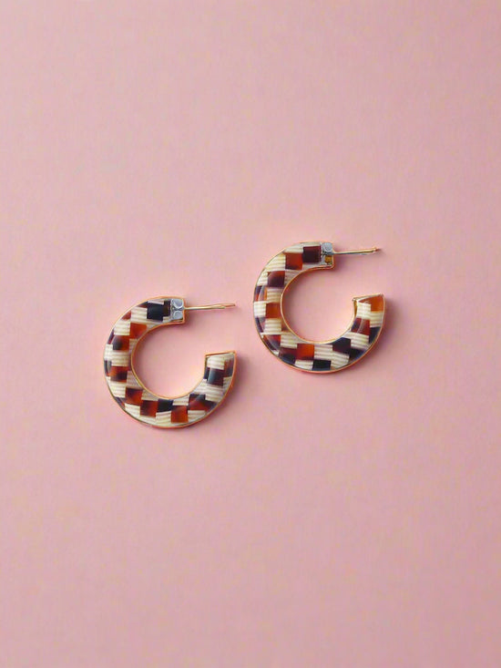 Honey Checker Hoop Earrings