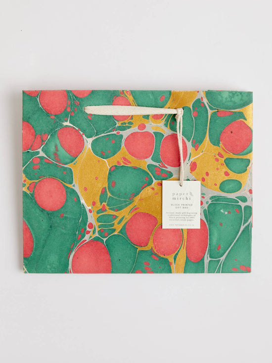 Stone Festive Hand Marbled Gift Bag