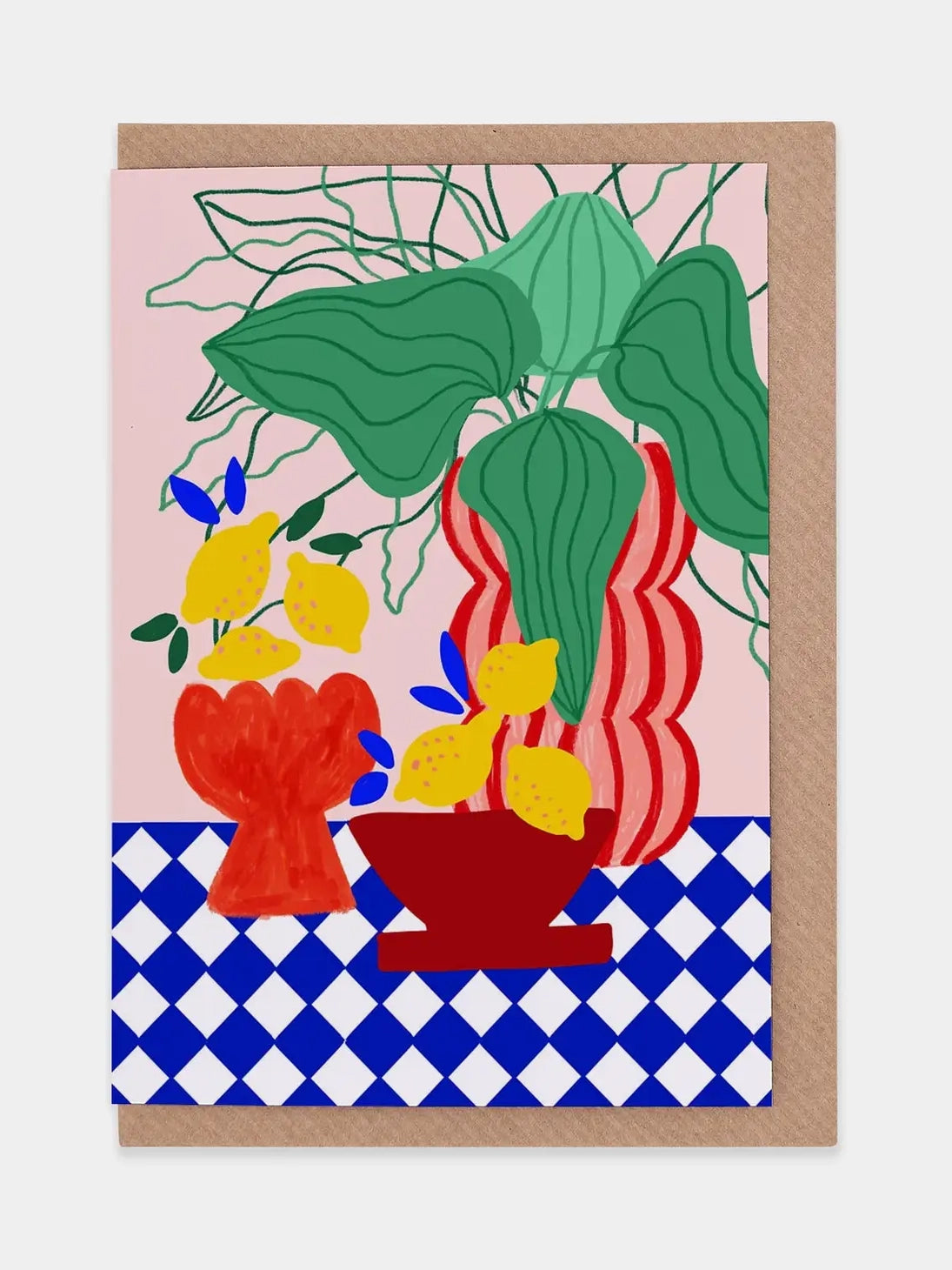 Load image into Gallery viewer, Blue Tiles &amp;amp; Lemons Greetings Card
