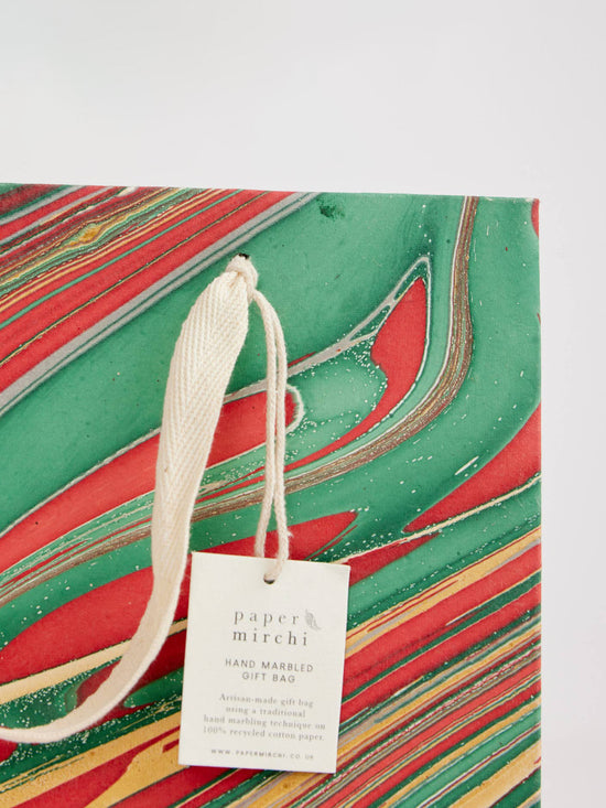 Striations Festive Hand Marbled Gift Bag