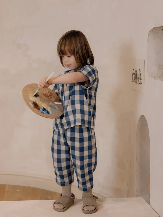 Pottery Blue Gingham Fisherman Pants