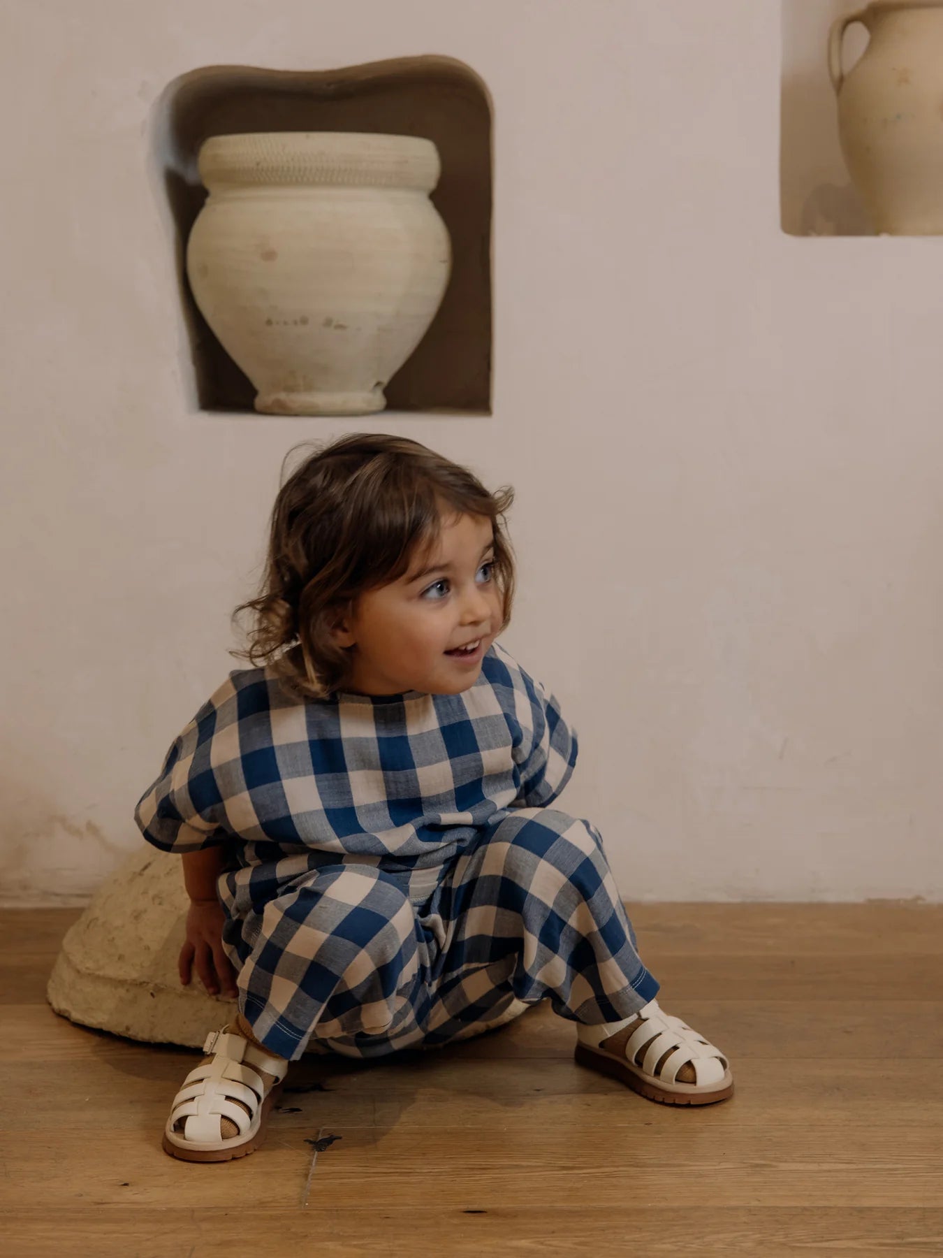 Pottery Blue Gingham Fisherman Pants