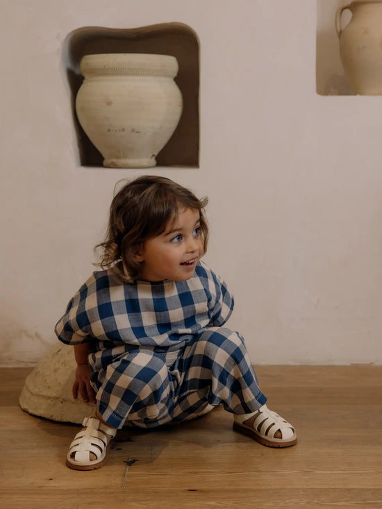 Pottery Blue Gingham Fisherman Pants