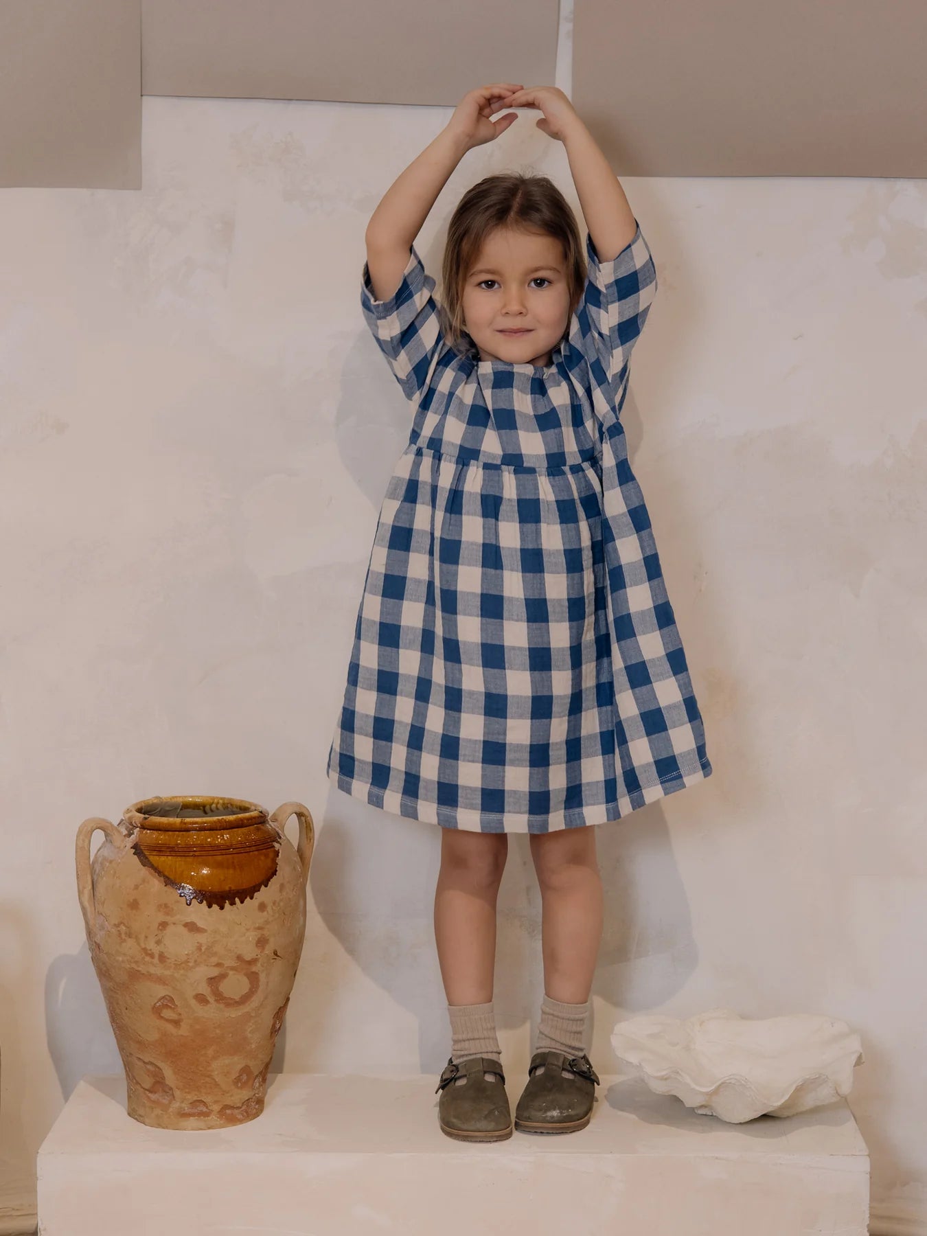 Pottery Blue Gingham Bella Dress
