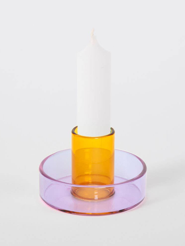 Lilac & Peach Glass Candle Holder