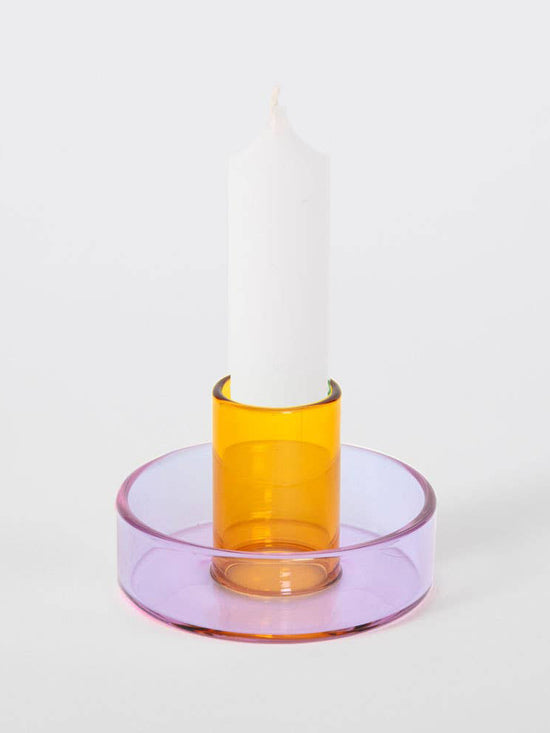 Lilac & Peach Glass Candle Holder