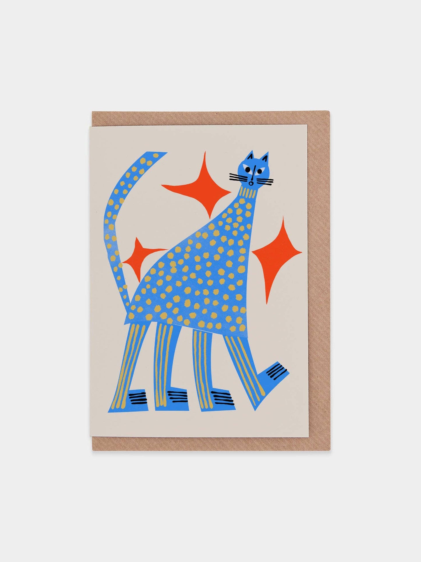 Tall Blue Cat Greetings Card