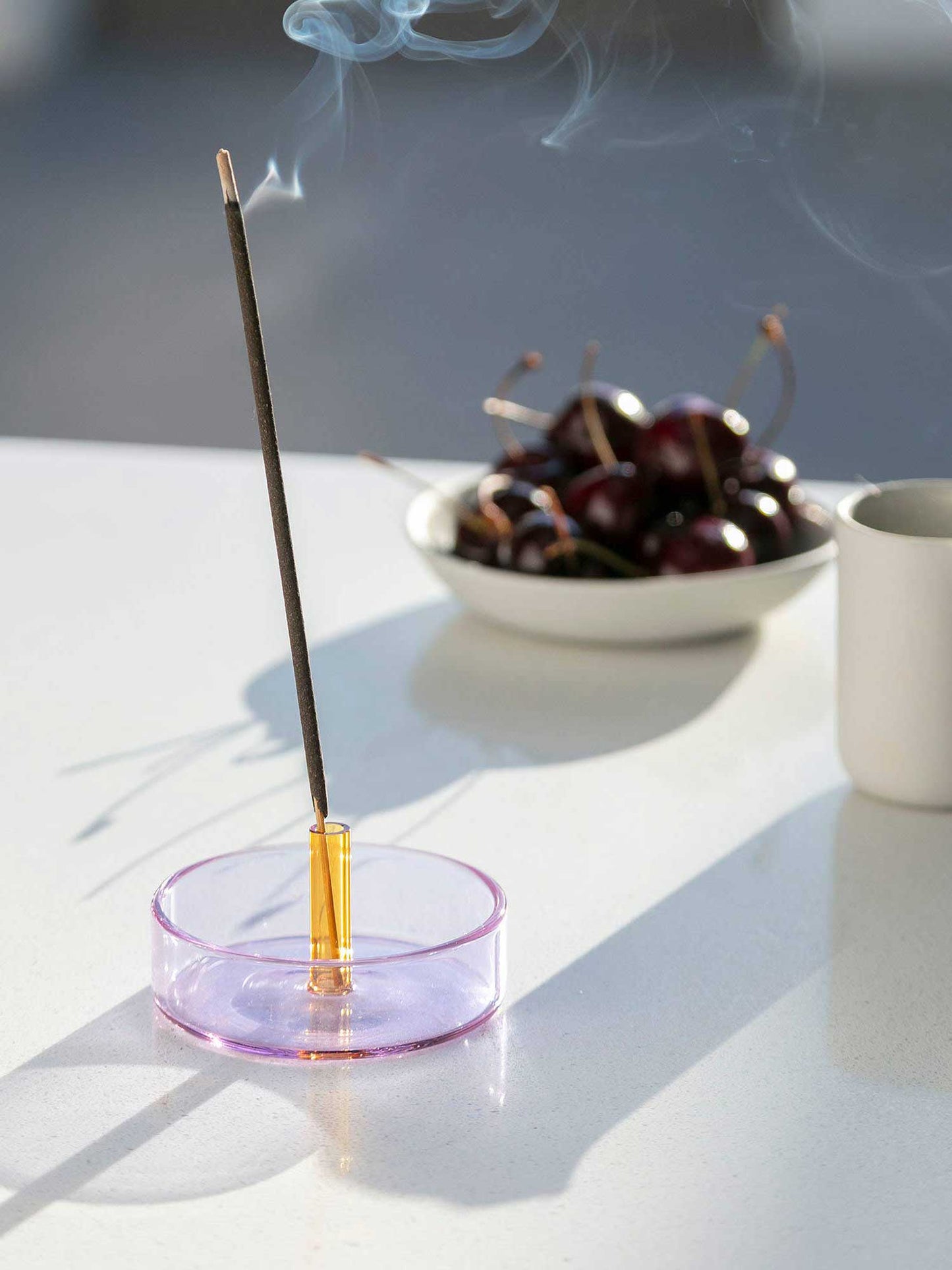 Lilac & Peach Glass Incense Holder