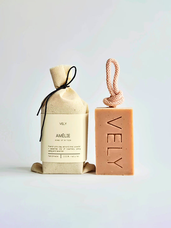 Amelie Pink Clay Soap on A Rope