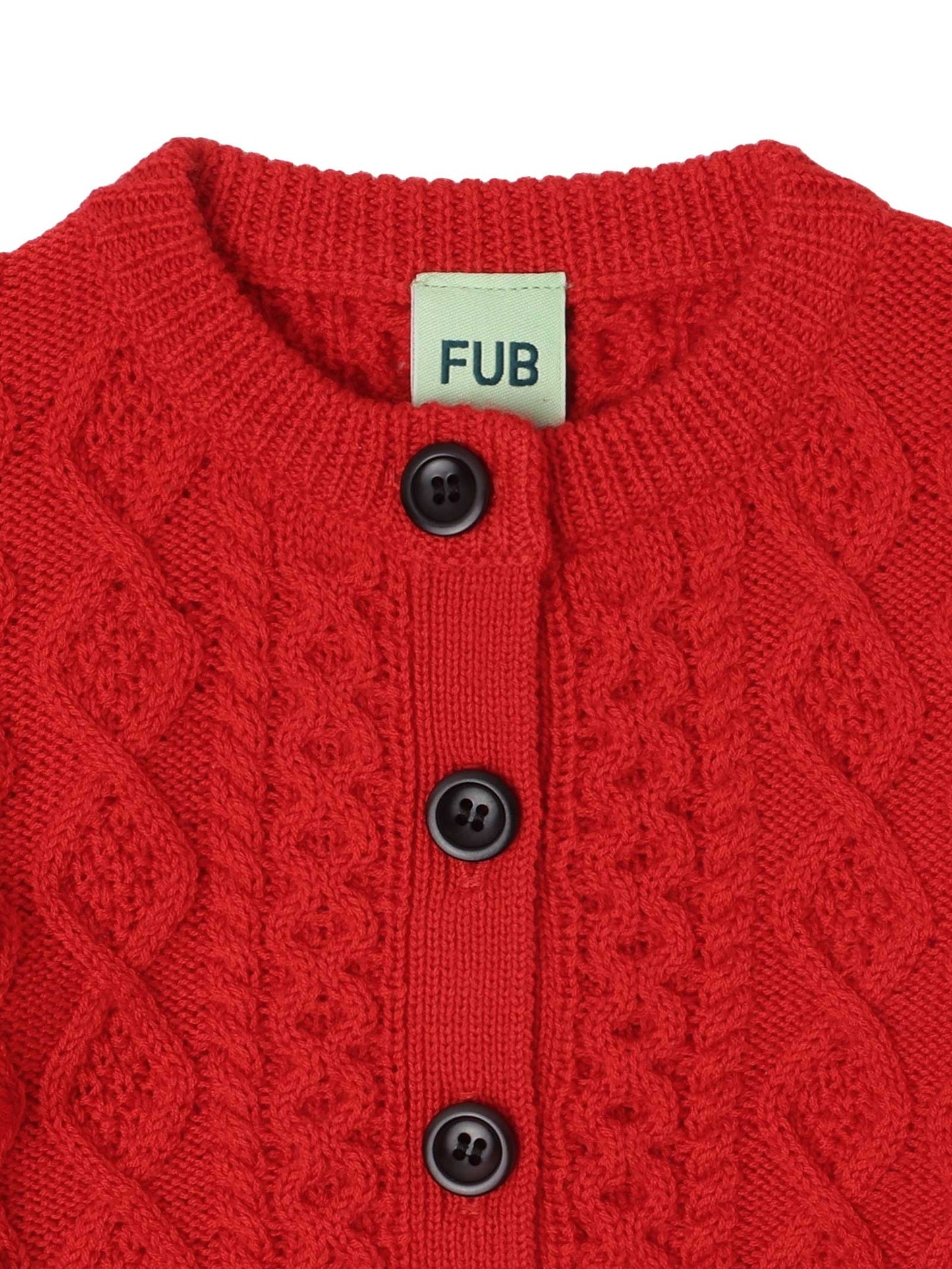 Red Aran Baby Cardigan