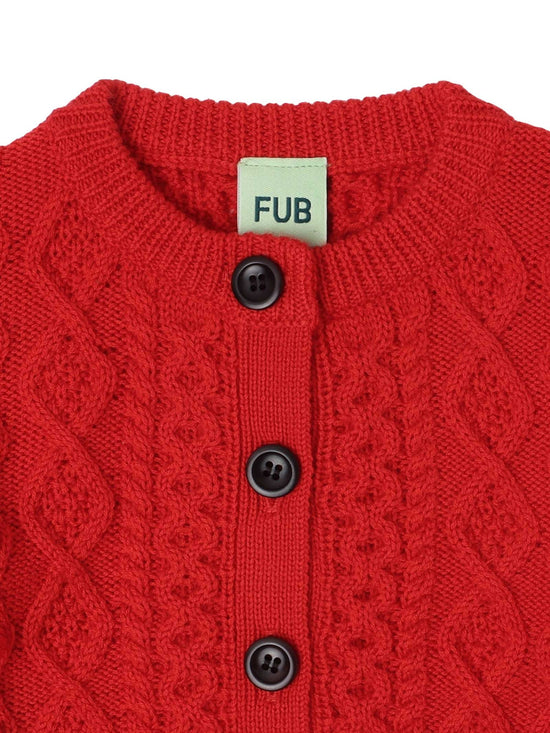 Red Aran Baby Cardigan