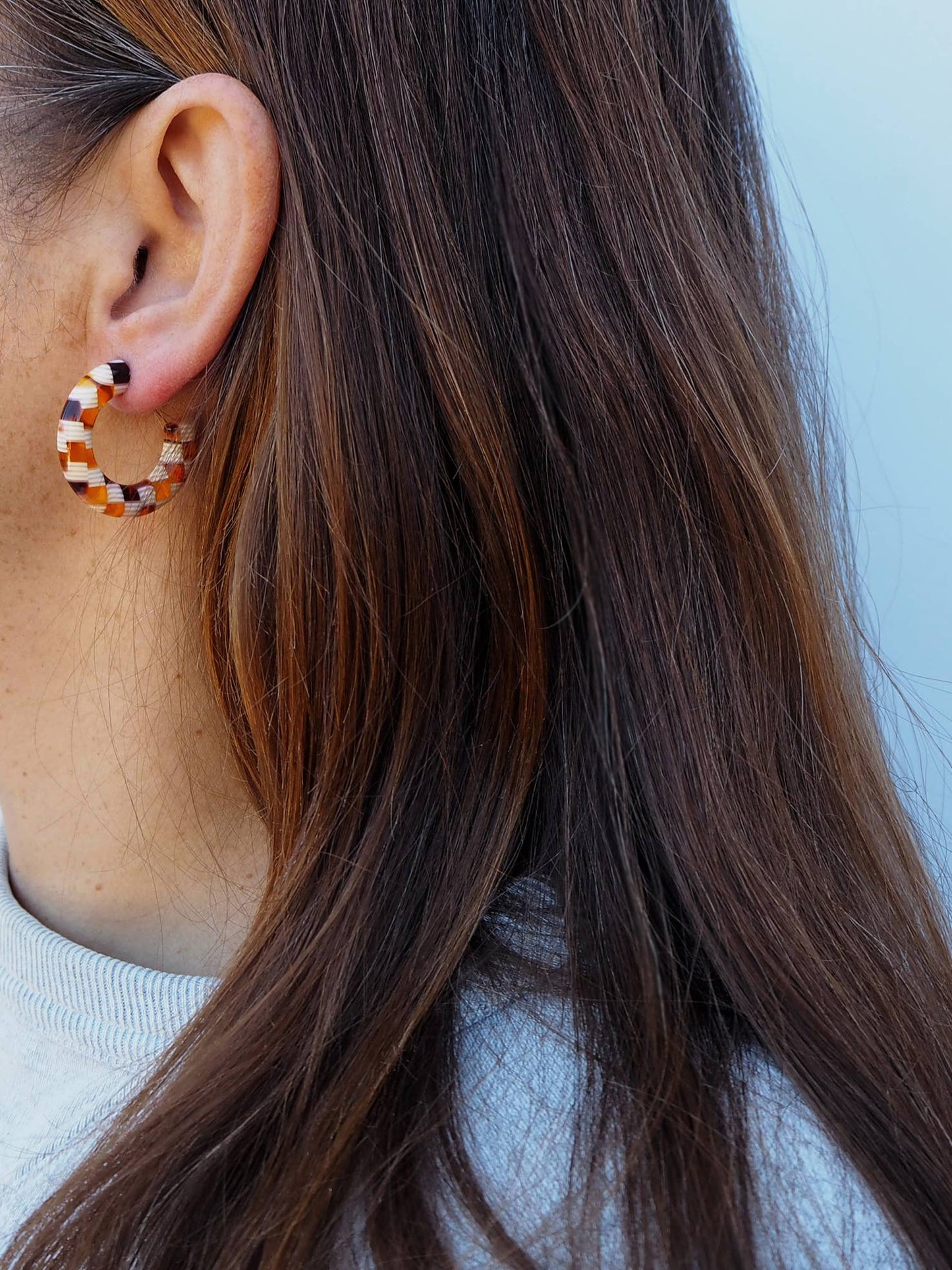 Honey Checker Hoop Earrings