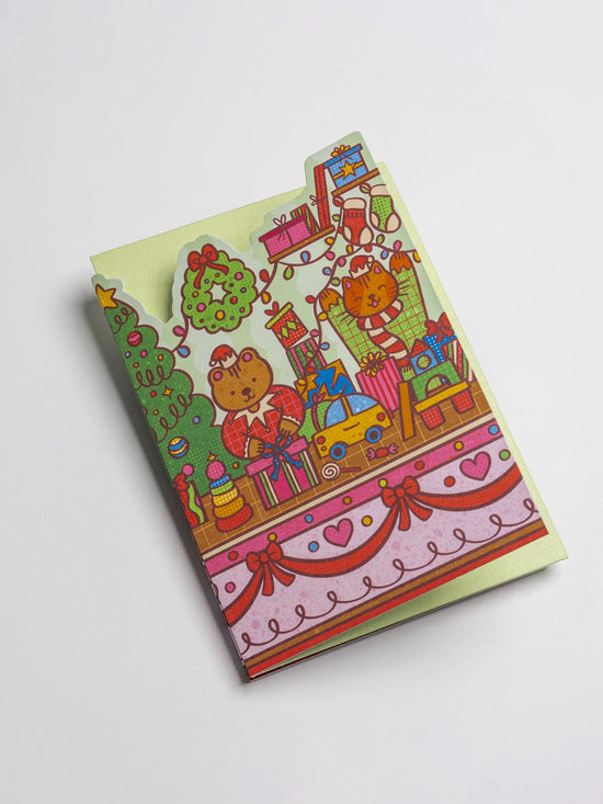 Elves Workshop Fold Out Concertina Christmas Card