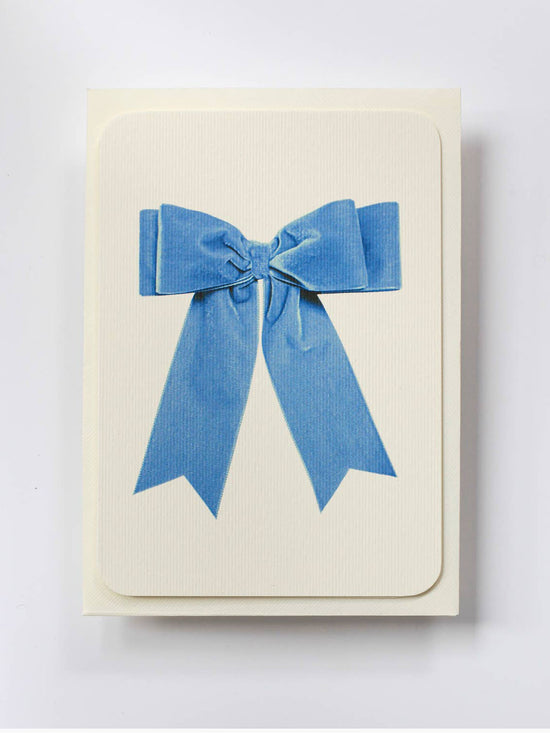 Baby Blue Velvet Bow Greeting Card