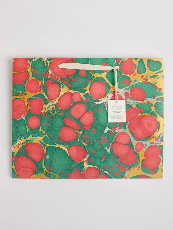 Stone Festive Hand Marbled Gift Bag