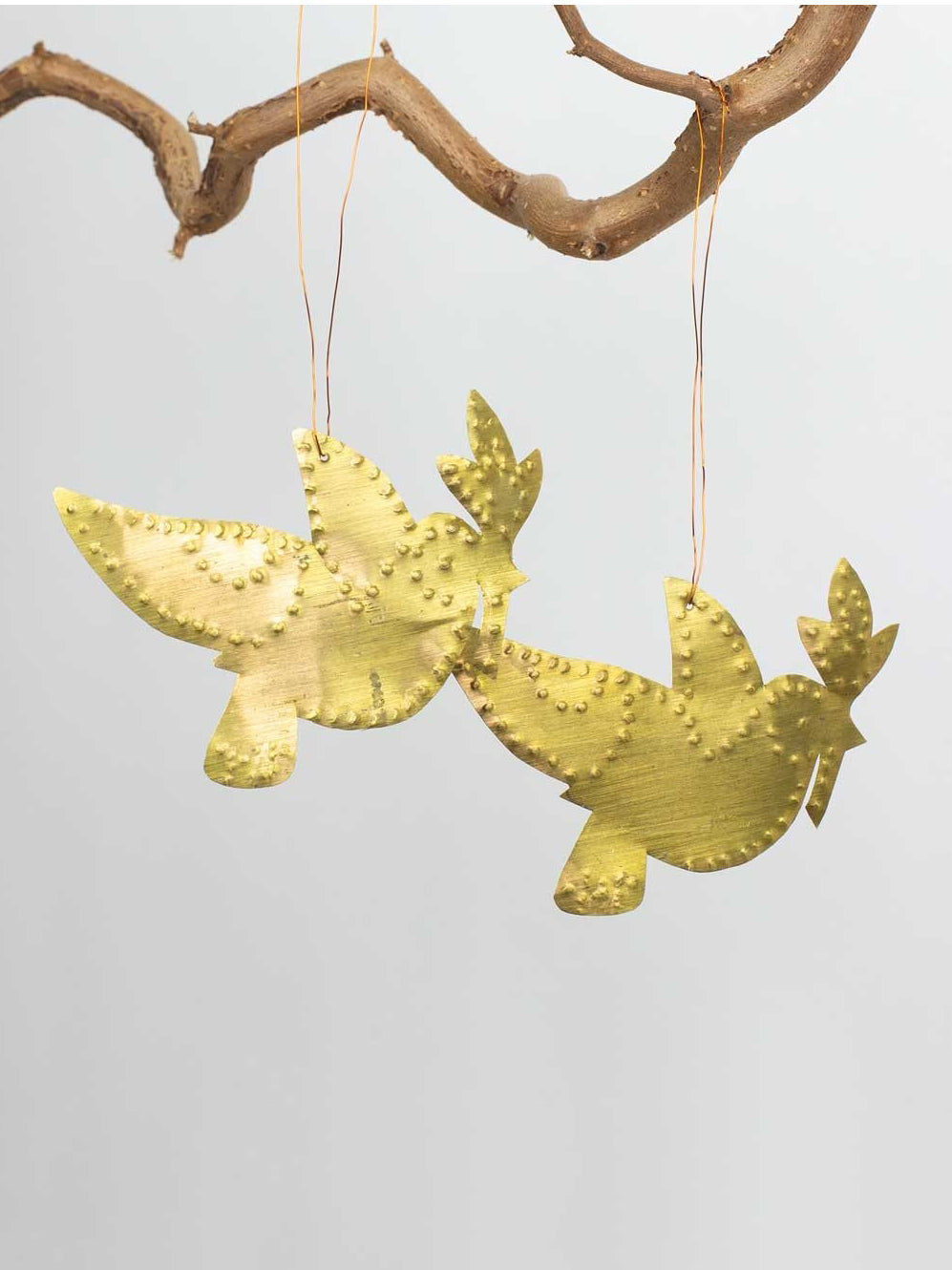 Golden Birds Christmas Ornaments