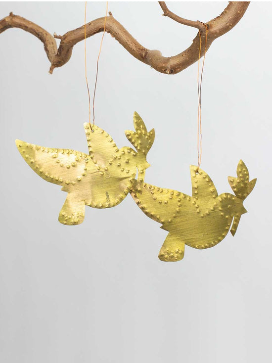 Golden Birds Christmas Ornaments