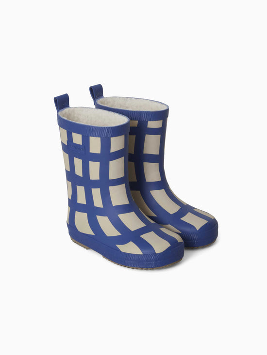Load image into Gallery viewer, Plaid Cobalt Lined Rain Boots
