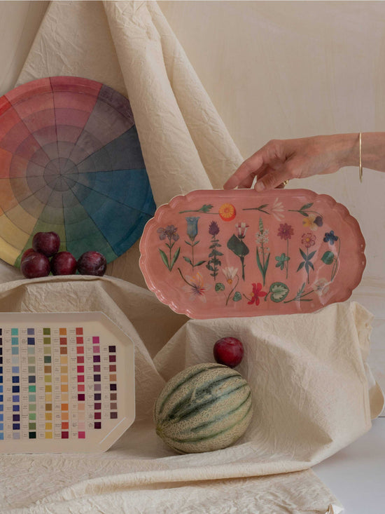 Festival of Flowers Scalloped Enamel Tray