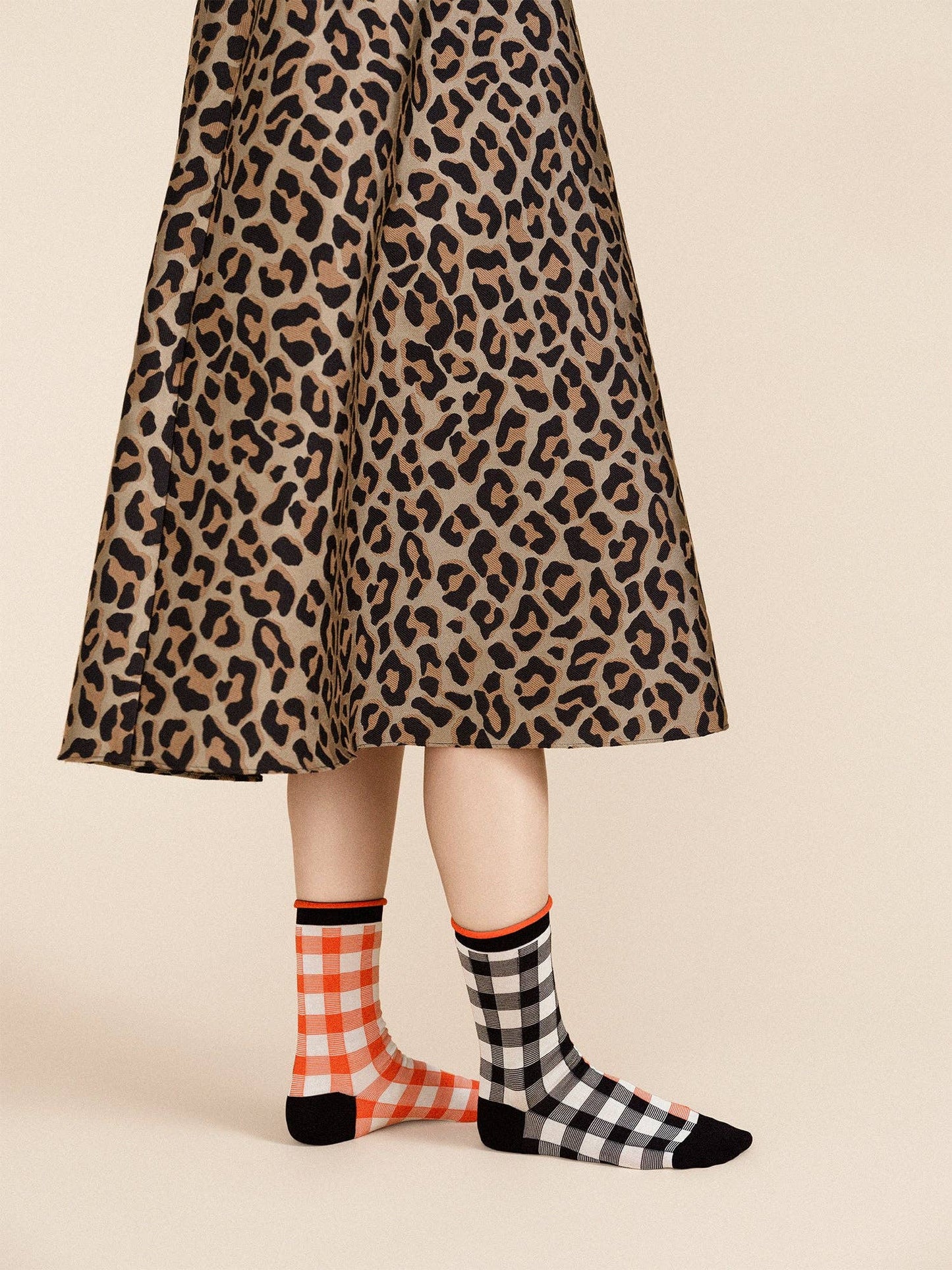 Red Colour Block Gingham Socks