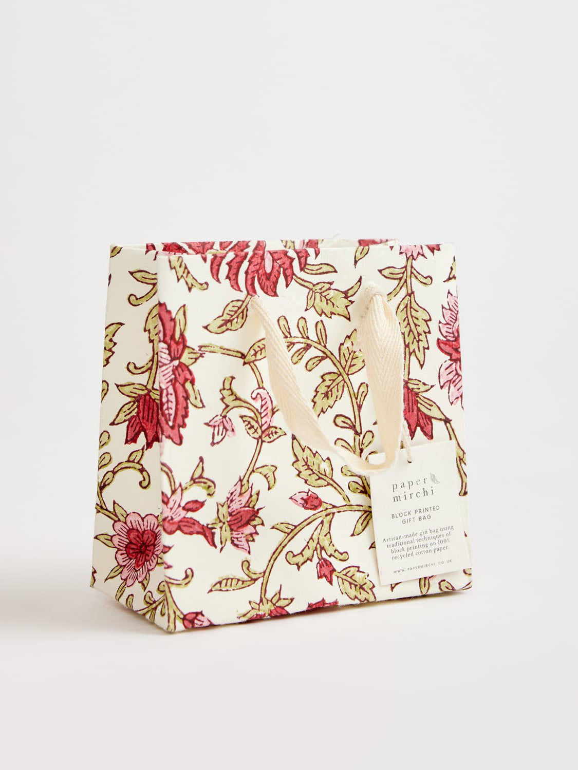 Flora Festive Hand Block Printed Gift Bag