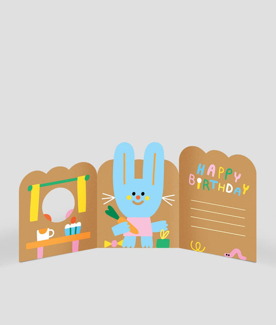 Rabbit In Burrow Fold Out Card