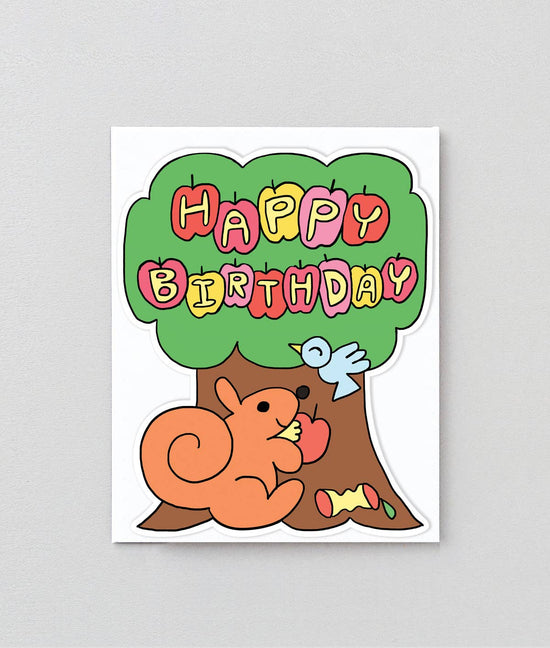 Happy Birthday Squirrel Shaped Card