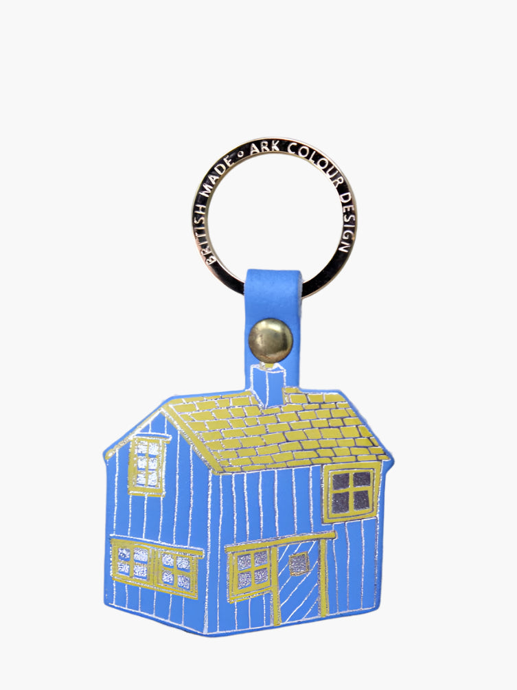 Blue Log Cabin Key Fob