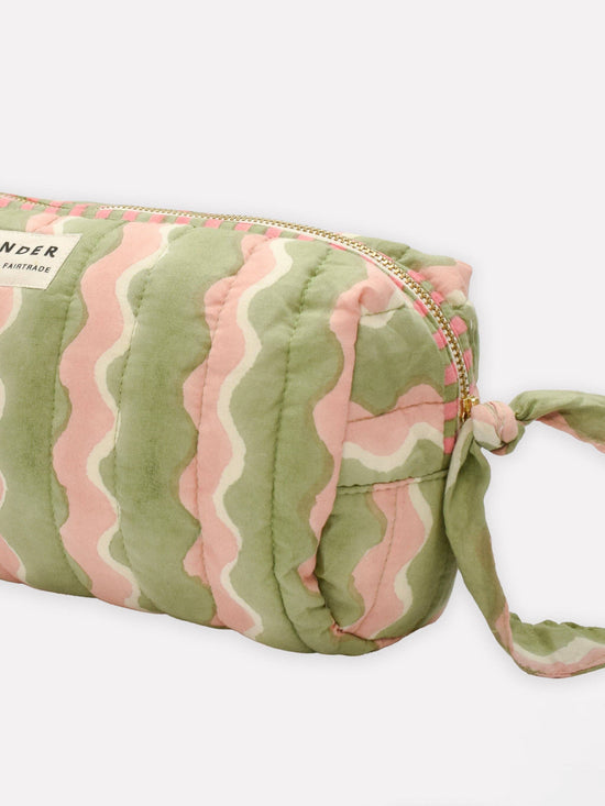 Mint Whirly Quilted Wash Bag