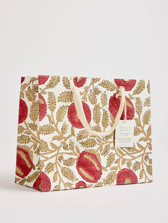 Marigold Glitz Hand Block Printed Gift Bag