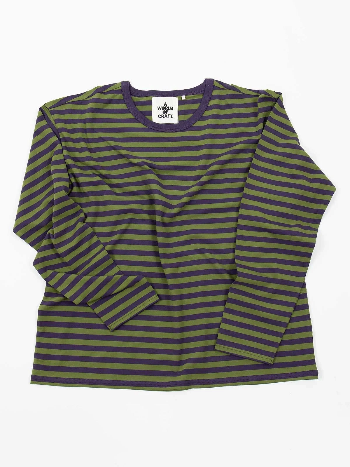Olive & Aubergine Striped Long Sleeved T-Shirt