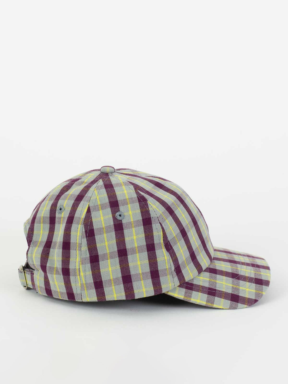 Plum & Grey Check Cap