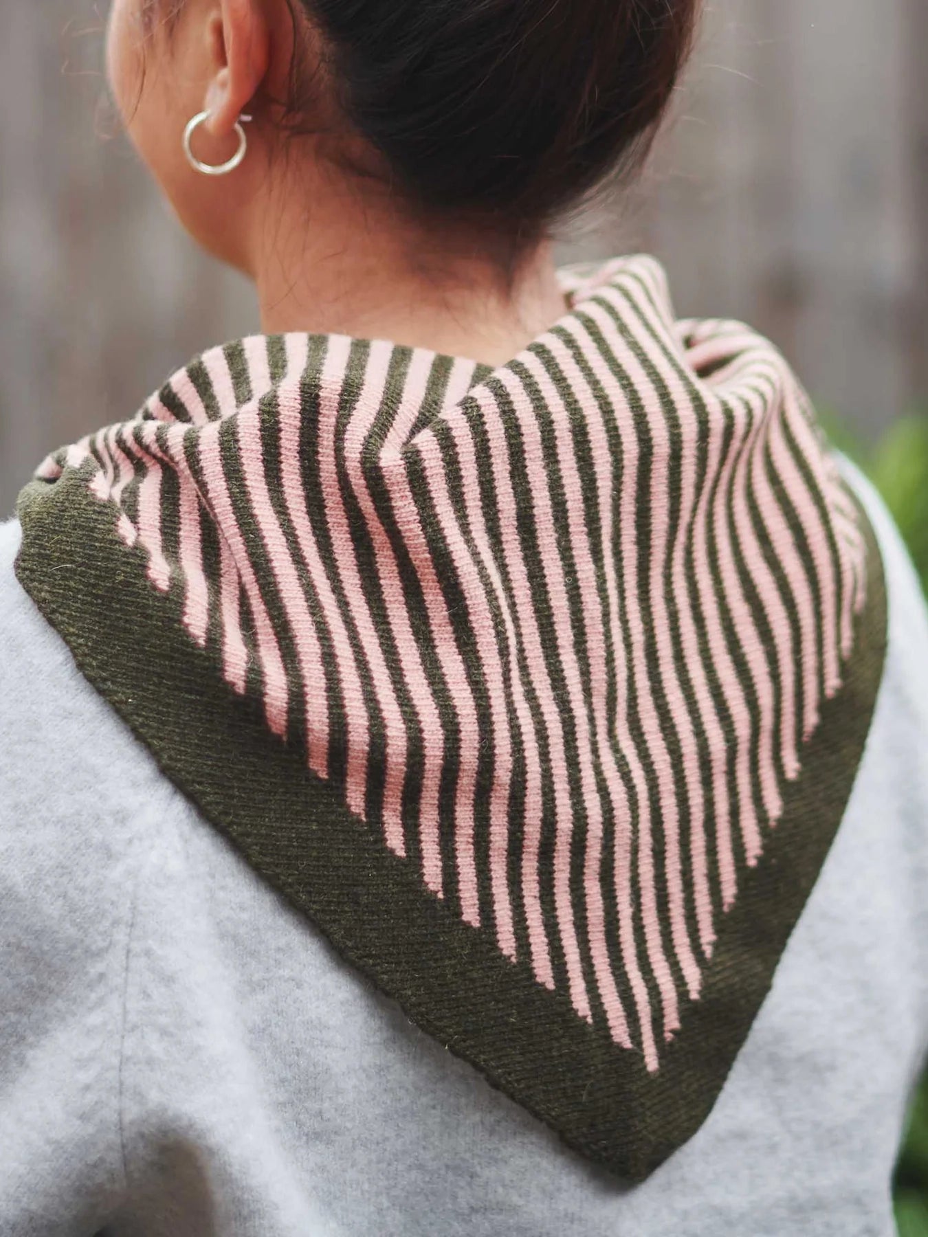 Green & Pink Stripe Triangle Scarf