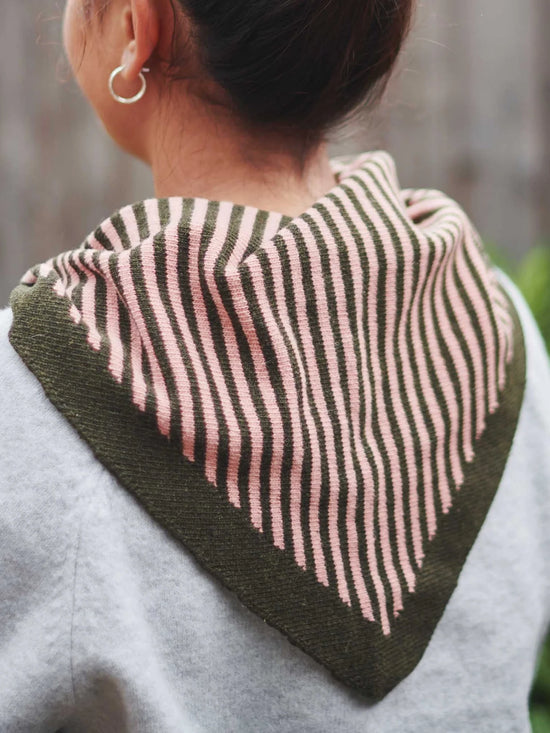 Green & Pink Stripe Triangle Scarf