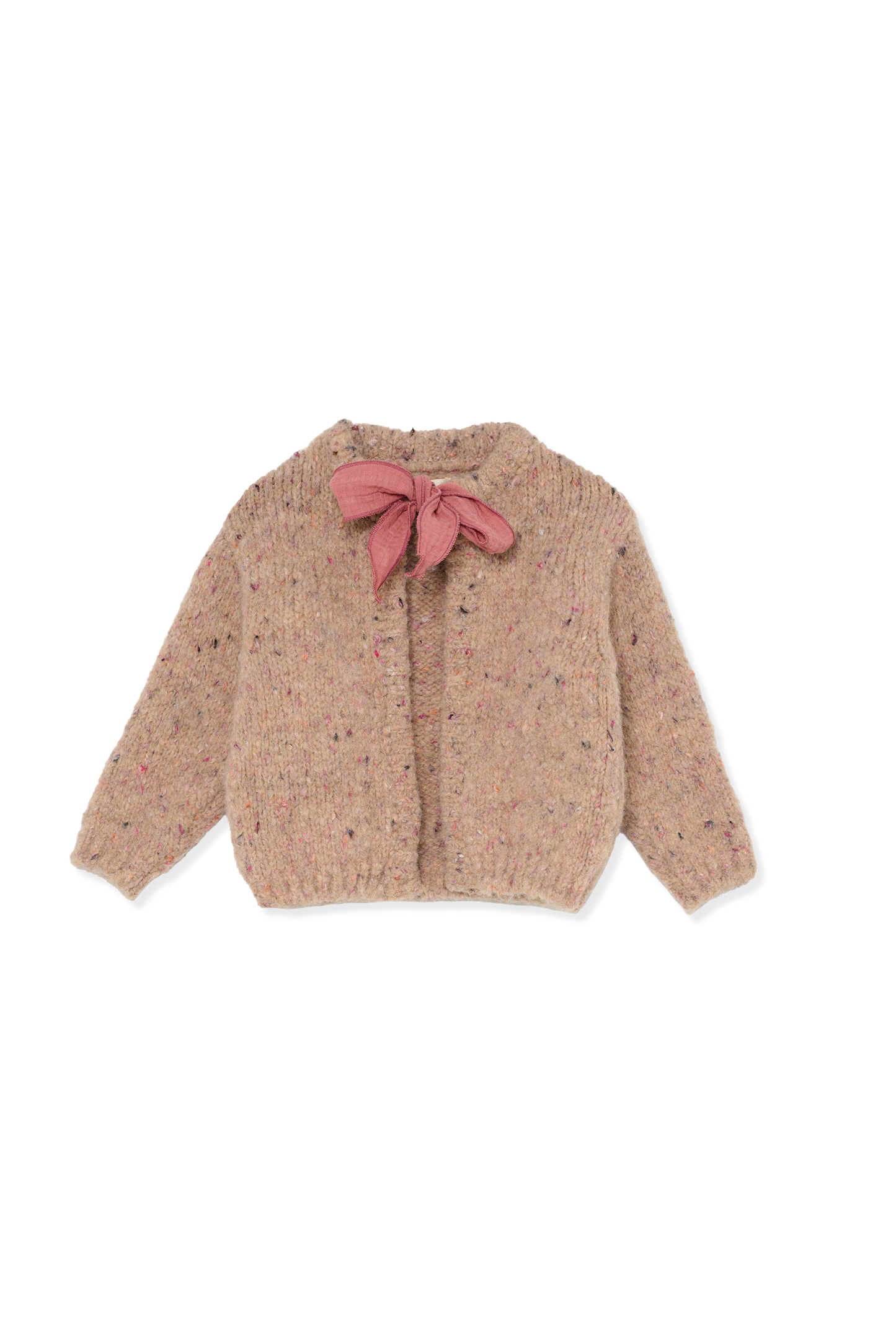 Pink Flecked Bow Baby Cardigan