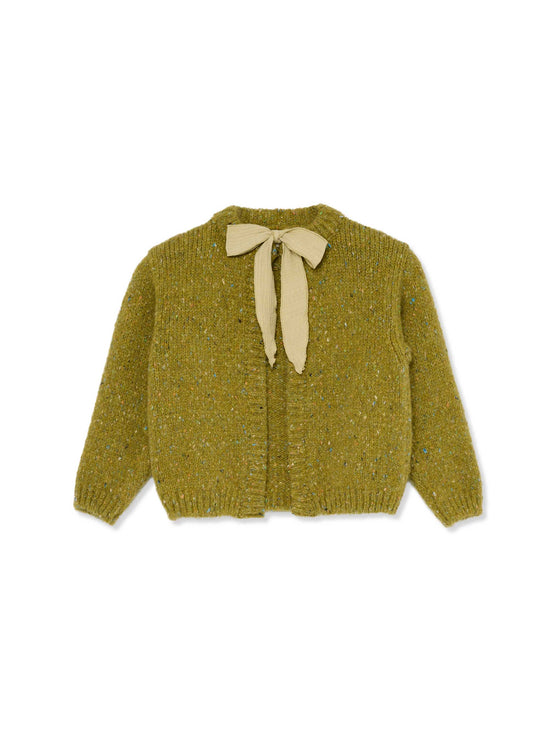 Green Flecked Bow Cardigan