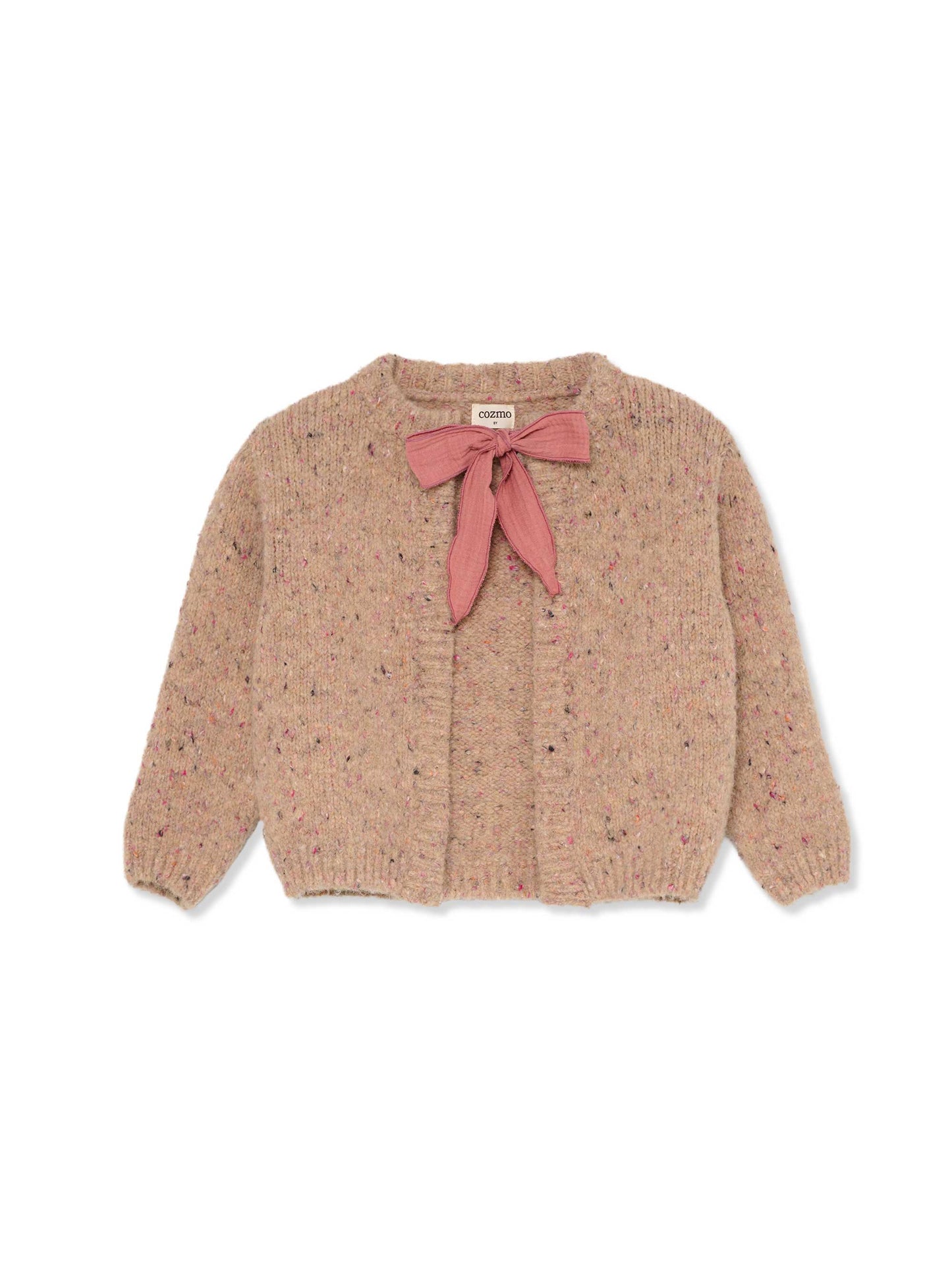 Pink Flecked Bow Cardigan