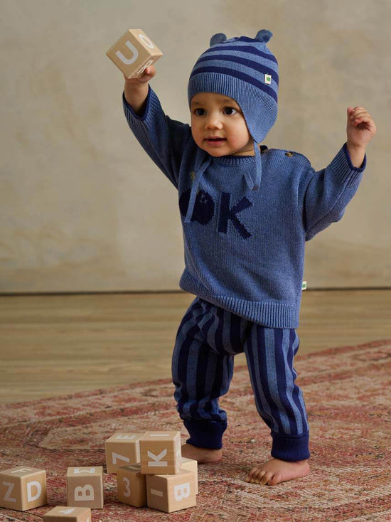 Blue Albie Stripe Knit Trousers