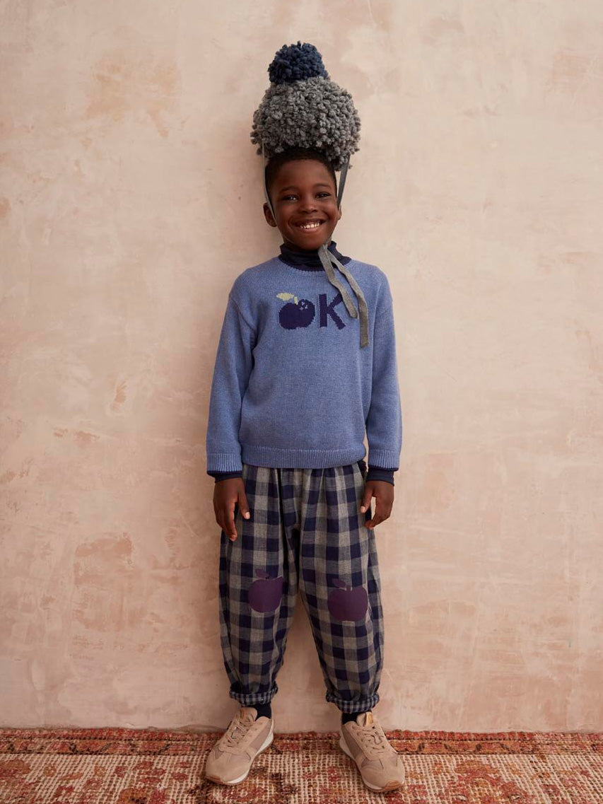 Apple Patch Blue Checker Trousers