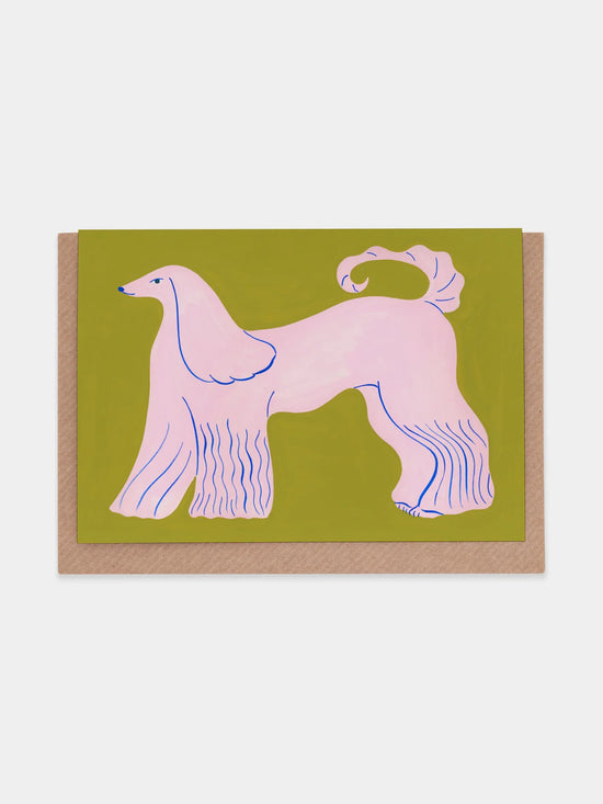 Pink Afghan Hound Card