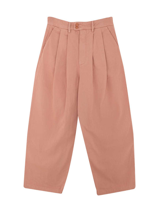 Peach Pleated Twill Trousers