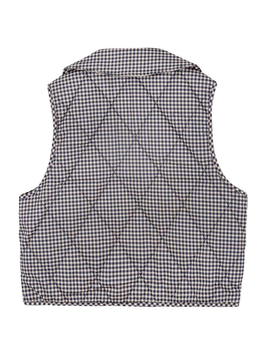 Load image into Gallery viewer, Light Cream &amp;amp; Navy Vichy Quilted Vest
