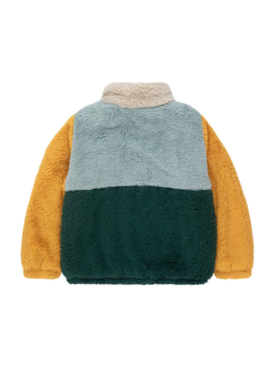 Bottle Green Colour Block Polar Sherpa Jacket